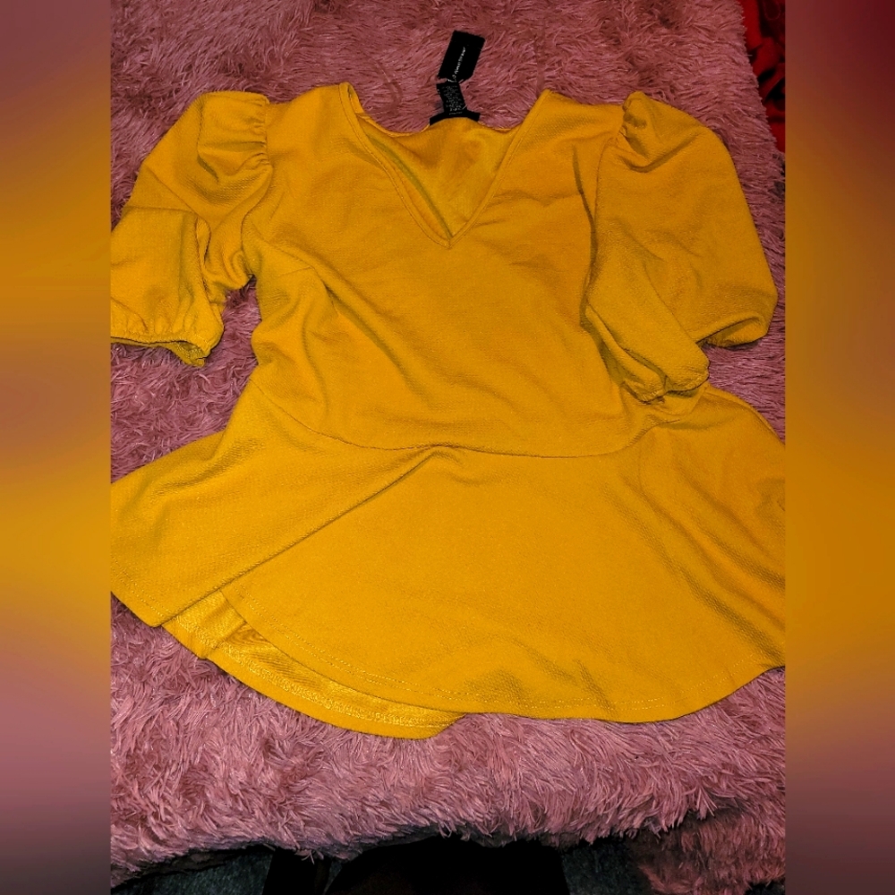 Mustard Peplum Top